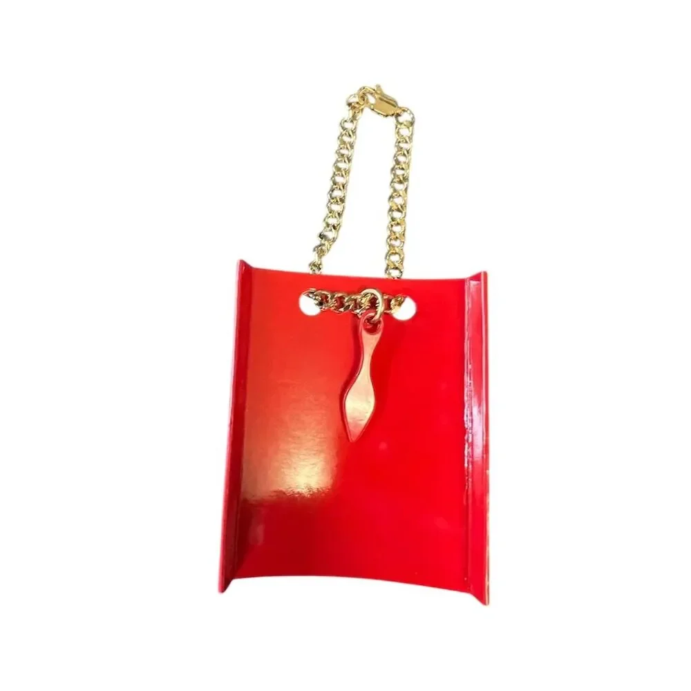 Christian Louboutin Sooooo Glow Gold  Red Sole Lipstick Chain Charm Pendant